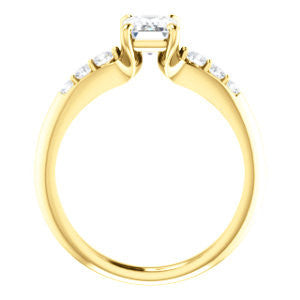 Cubic Zirconia Engagement Ring- The Karyn Nya (Customizable 7-stone Emerald Cut style with Tapered Band & Round Prong-set Accents)