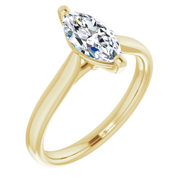 10K Yellow Gold Customizable Cathedral-Prong Marquise Cut Solitaire