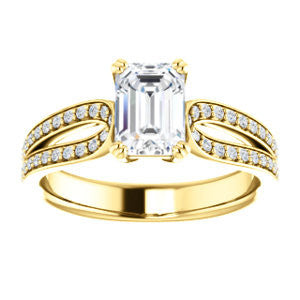 Cubic Zirconia Engagement Ring- The Monet (Customizable Radiant Cut Design with Wide Split-Pavé Band)