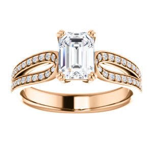 Cubic Zirconia Engagement Ring- The Monet (Customizable Radiant Cut Design with Wide Split-Pavé Band)