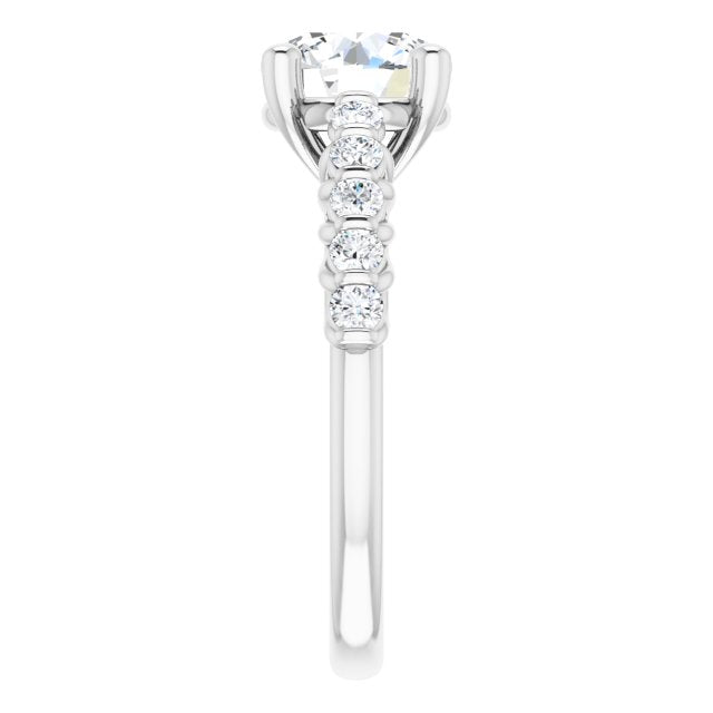 Cubic Zirconia Engagement Ring- The Alaia (Customizable Round Cut Style with Round Bar-set Accents)