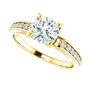 Cubic Zirconia Engagement Ring- The Sashalle (Customizable Cathedral-Raised Round Cut Design with Tapered Pavé Band)