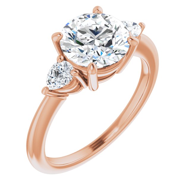 14K Rose Gold Customizable 3-stone Round Style with Pear Accents