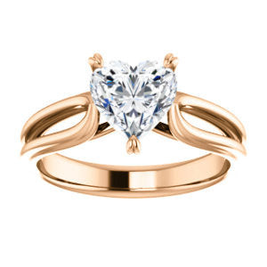Cubic Zirconia Engagement Ring- The Piper (Customizable Heart Cut Solitaire with Flared Split-band)