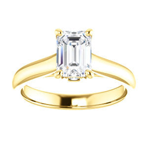 CZ Wedding Set, featuring The Tawanda engagement ring (Customizable Emerald Cut Cathedral Setting with Peekaboo Accents)