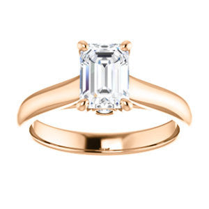 CZ Wedding Set, featuring The Tawanda engagement ring (Customizable Emerald Cut Cathedral Setting with Peekaboo Accents)