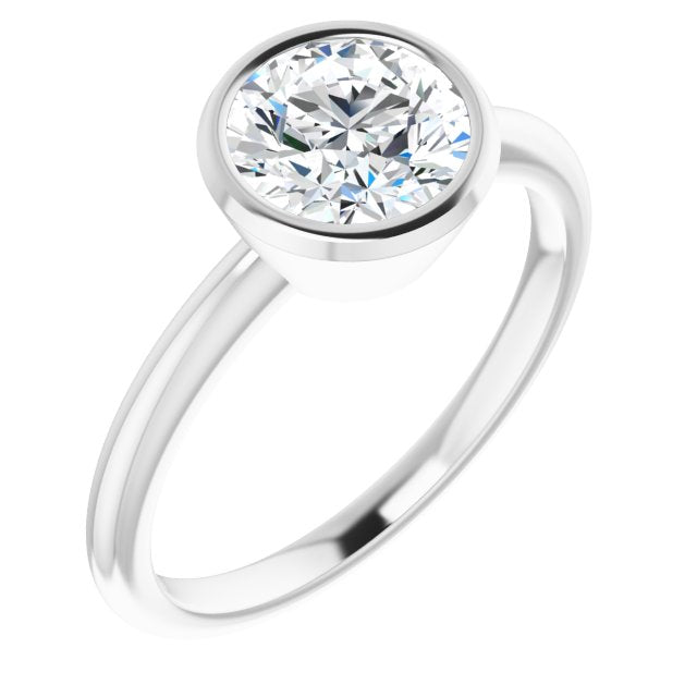 10K White Gold Customizable Bezel-set Round Cut Solitaire with Thin Band