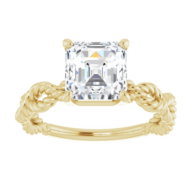 Cubic Zirconia Engagement Ring- The Jazzlyn (Customizable Asscher Cut Solitaire with Infinity-inspired Twisting-Rope Split Band)