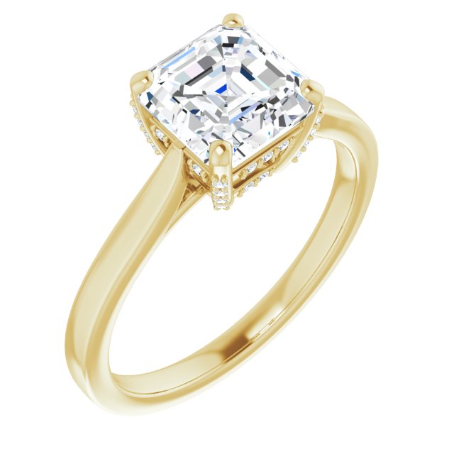 Cubic Zirconia Engagement Ring- The Aimy Jo (Customizable Cathedral-Raised Asscher Cut Style with Prong Accents Enhancement)