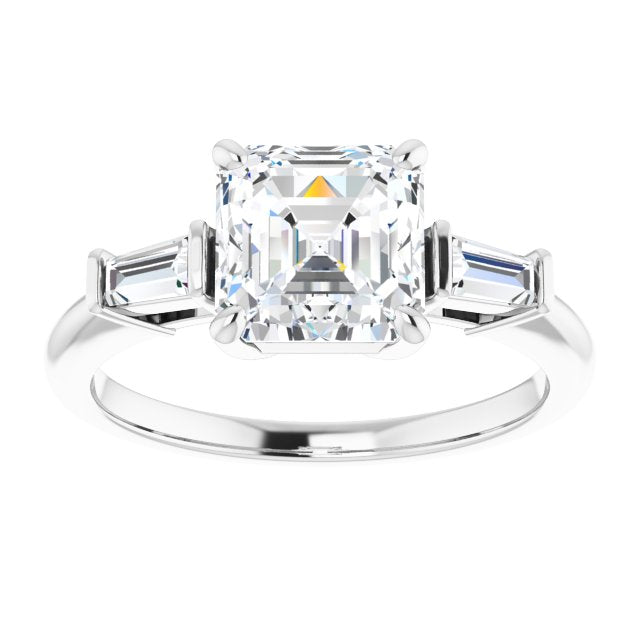 Cubic Zirconia Engagement Ring- The Dayanna Guadalupe (Customizable 3-stone Asscher Cut Design with Dual Baguette Accents))