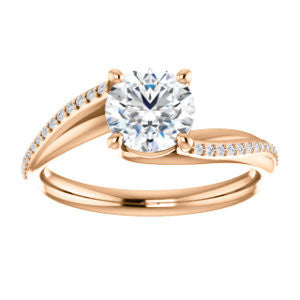 Cubic Zirconia Engagement Ring- The Teena (Customizable Round Cut with 3-sided Twisting Pavé Split-Band)