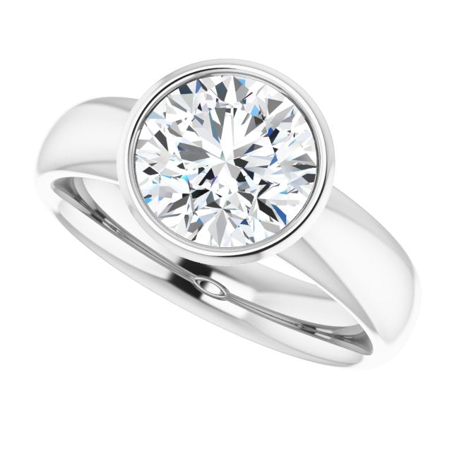 Cubic Zirconia Engagement Ring- The Jenny (Customizable Bezel-set Round Cut Solitaire with Wide Band)