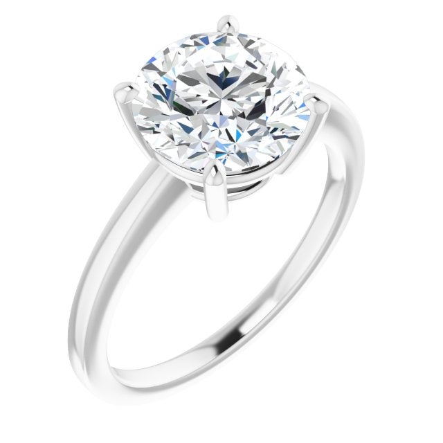 14K White Gold Customizable Bowl-Prongs Round Cut Solitaire with Thin Band