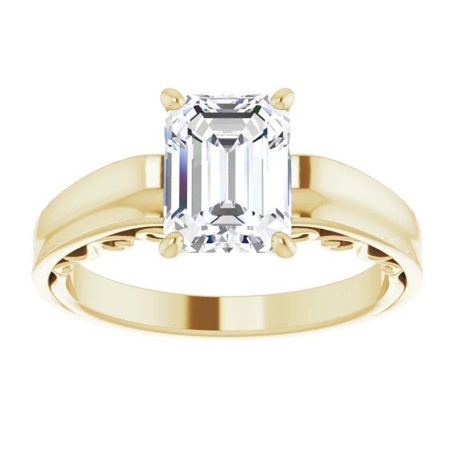 Cubic Zirconia Engagement Ring- The Aliyah Rose (Customizable Emerald Cut Solitaire)