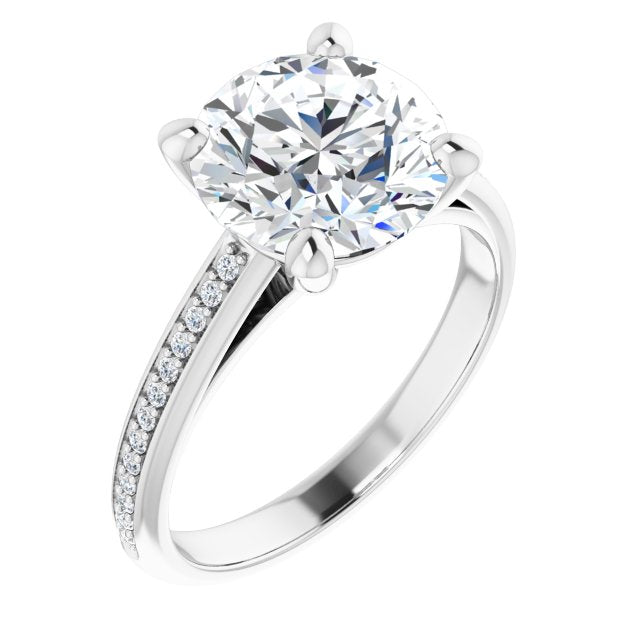 10K White Gold Customizable Cathedral-set Round Cut Style with Shared Prong Band