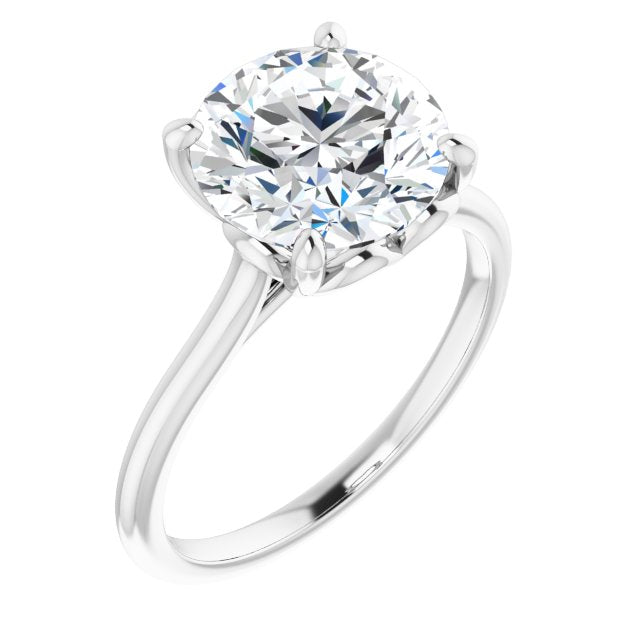10K White Gold Customizable Cathedral-style Round Cut Solitaire with Decorative Heart Prong Basket