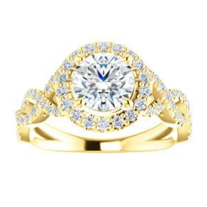 CZ Wedding Set, featuring The Benita engagement ring (Customizable Round Cut with Infinity Split-band Pavé and Halo)