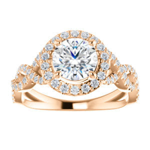 Cubic Zirconia Engagement Ring- The Benita (Customizable Round Cut with Infinity Split-band Pavé and Halo)