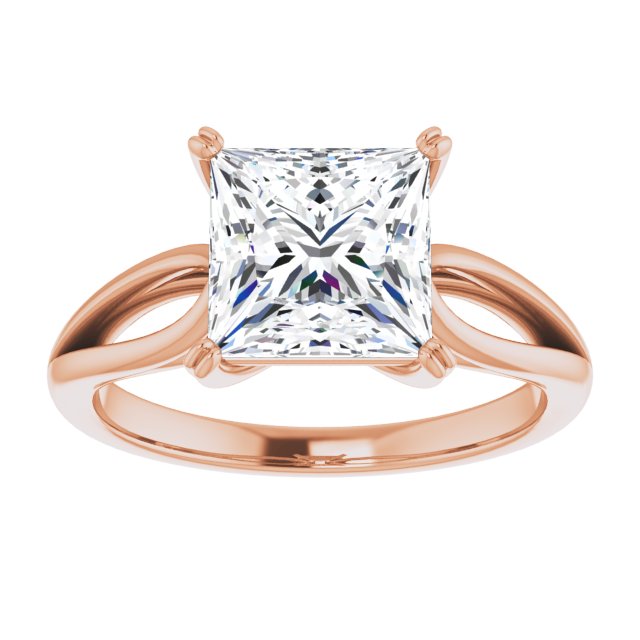 Cubic Zirconia Engagement Ring- The Gayle (Customizable Princess/Square Cut Solitaire with Wide-Split Band)