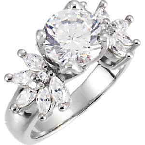 Cubic Zirconia Engagement Ring- The Margarita (Customizable Center with Dual Marquise 5-stone Clusters)