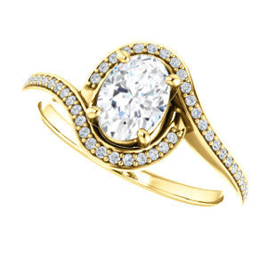 Cubic Zirconia Engagement Ring- The Annalisa (Customizable Oval Cut Bypass with Twisting Pavé Band)