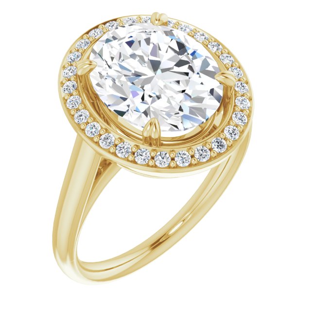 10K Yellow Gold Customizable Oval Cut Design with Loose Halo