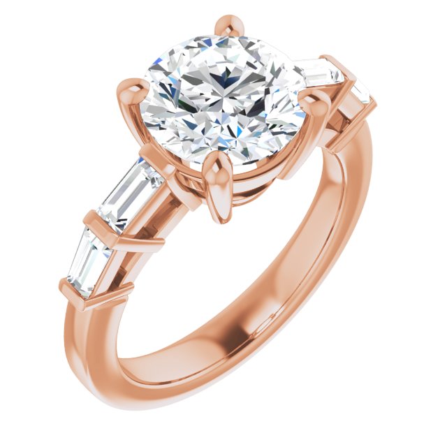 10K Rose Gold Customizable 9-stone Design with Round Cut Center and Round Bezel Accents