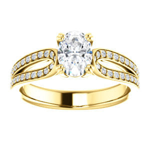 Cubic Zirconia Engagement Ring- The Monet (Customizable Oval Cut Design with Wide Split-Pavé Band)