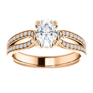 Cubic Zirconia Engagement Ring- The Monet (Customizable Oval Cut Design with Wide Split-Pavé Band)