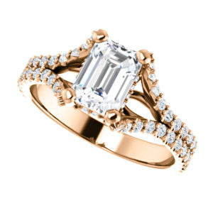 Cubic Zirconia Engagement Ring- The Marilyn (Customizable Cathedral-set Radiant Cut Center with Split-Pavé Band and Prong Accents)