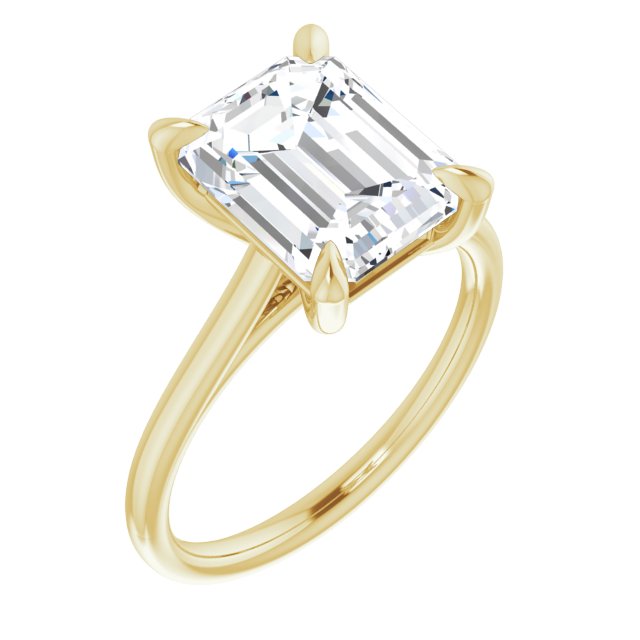 10K Yellow Gold Customizable Classic Cathedral Emerald/Radiant Cut Solitaire