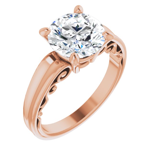18K Rose Gold Customizable Round Cut Solitaire