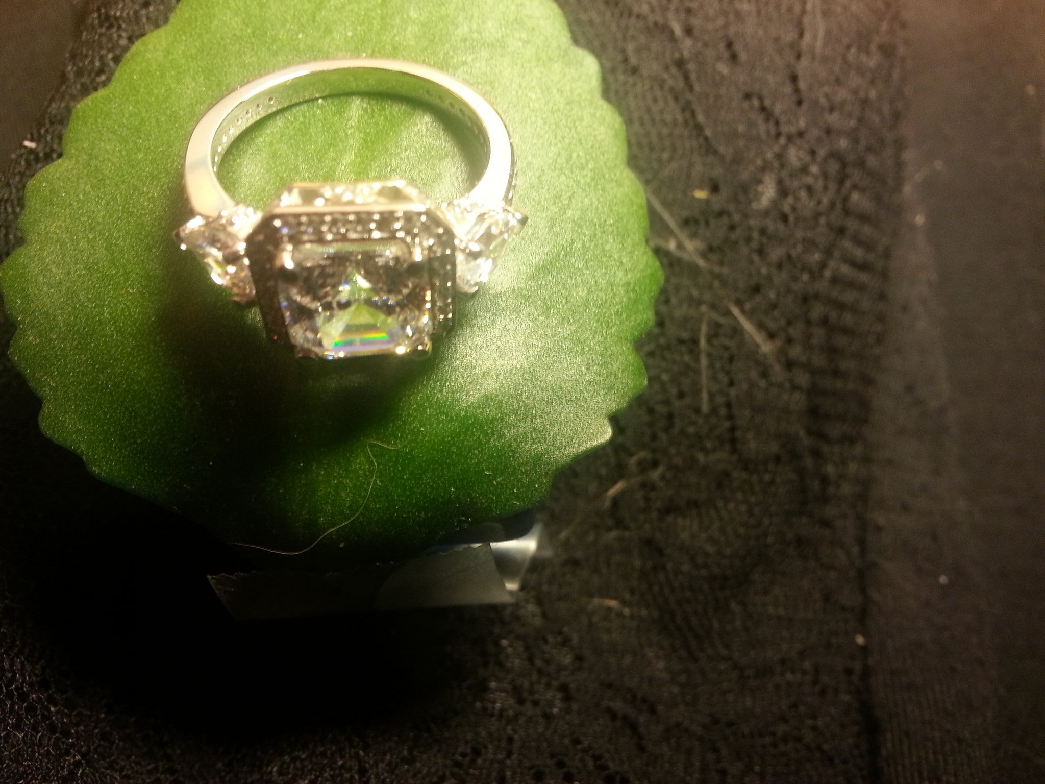 Cubic Zirconia Engagement Ring- The Lori Blue (4.04 Carat TCW Asscher Cut Halo with Pear Cut and Pave Accents)