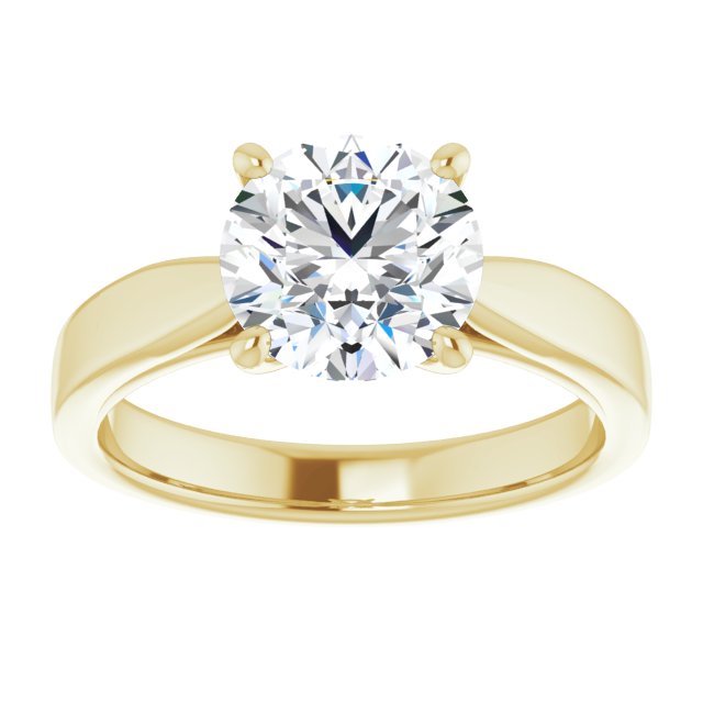 Cubic Zirconia Engagement Ring- The Eden (Customizable Round Cut Cathedral Solitaire with Wide Tapered Band)