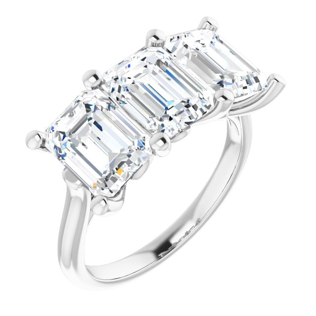 Cubic Zirconia Engagement Ring- The Jisha (Customizable Triple Emerald Cut Design with Thin Band)