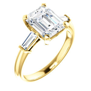 Cubic Zirconia Engagement Ring- The Monica (Customizable Radiant Cut Center with Dual Tapered Baguettes)