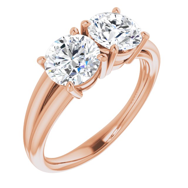 10K Rose Gold Customizable Two-Stone Round Cut with Split Band