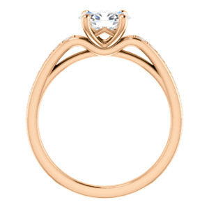 Cubic Zirconia Engagement Ring- The Sashalle (Customizable Cathedral-Raised Oval Cut Design with Tapered Pavé Band)