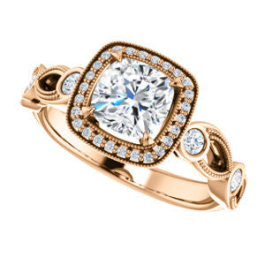 Cubic Zirconia Engagement Ring- The Lois Belle (Customizable Cushion Cut Halo-Style with Twisting Filigreed Infinity Split-Band)