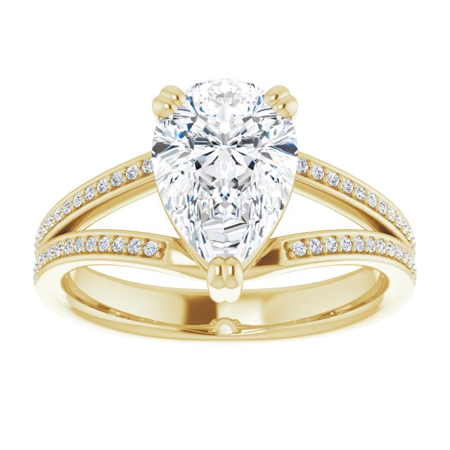 Cubic Zirconia Engagement Ring- The Carlotta (Customizable Pear Cut Center with 100-stone* "Waterfall" Pavé Split Band)