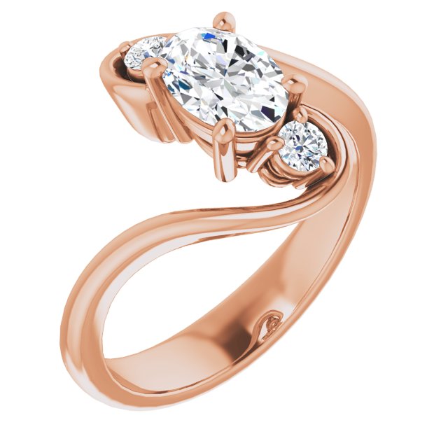 10K Rose Gold Customizable 3-stone Oval Cut Setting featuring Artisan Bypass
