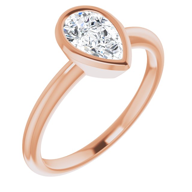 10K Rose Gold Customizable Bezel-set Pear Cut Solitaire with Thin Band