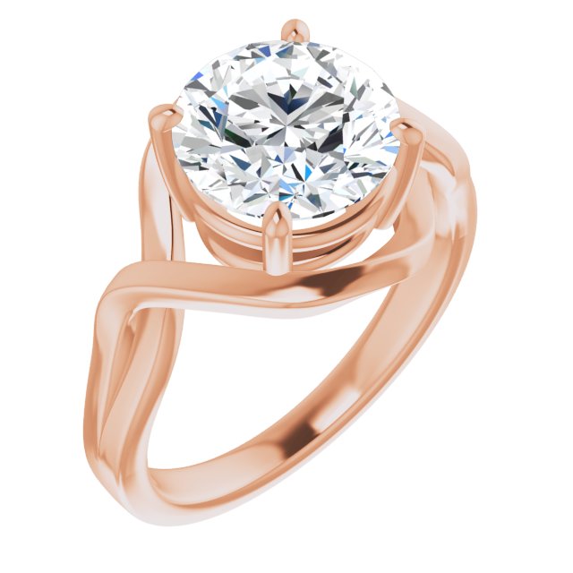 14K Rose Gold Customizable Round Cut Hurricane-inspired Bypass Solitaire
