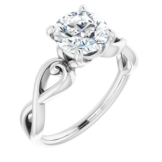 10K White Gold Customizable Round Cut Solitaire Design with Tapered Infinity-symbol Split-band
