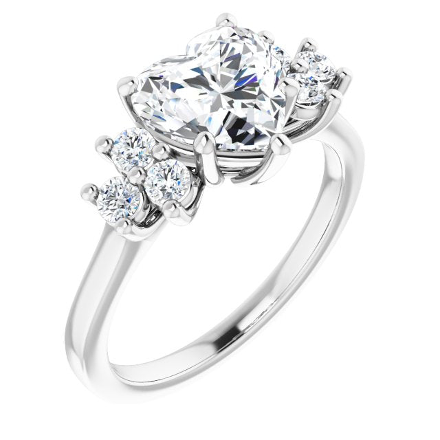Cubic Zirconia Engagement Ring- The Gwendolyn (Customizable Heart Cut 7-stone Prong-Set Design)