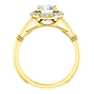 Cubic Zirconia Engagement Ring- The Thelma Ann (Customizable Cathedral-Halo Round Cut Design with Thin Accented Band)