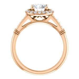 Cubic Zirconia Engagement Ring- The Thelma Ann (Customizable Cathedral-Halo Round Cut Design with Thin Accented Band)