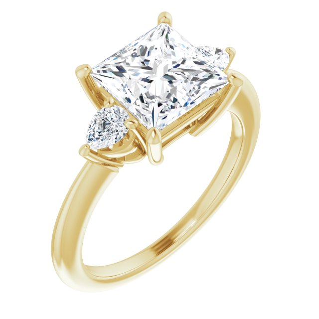 Cubic Zirconia Engagement Ring- The Zhata (Customizable 3-stone Princess/Square Style with Pear Accents)