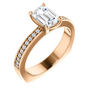 Cubic Zirconia Engagement Ring- The Tesha (Customizable Radiant Cut Design with Pavé Band & Euro Shank)
