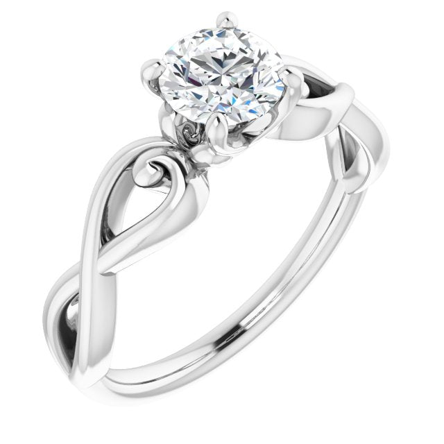 10K White Gold Customizable Round Cut Solitaire Design with Tapered Infinity-symbol Split-band